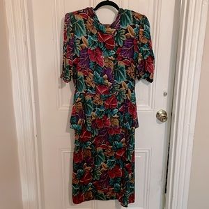 Vintage Peplum leaf dress